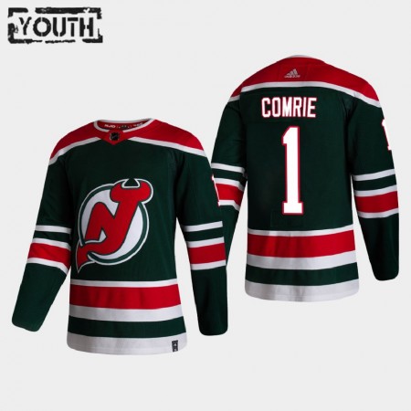 Kinder Eishockey New Jersey Devils Trikot Eric Comrie 1 2020-21 Reverse Retro Authentic